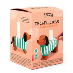 Set para pintar portavelas cerámica teckel