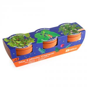 Kit de cultivo plantas mágicas set 3 macetas.