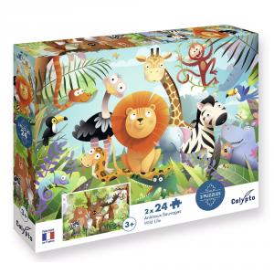 Set 2 puzzles de 24 piezas animales salvajes Calypto