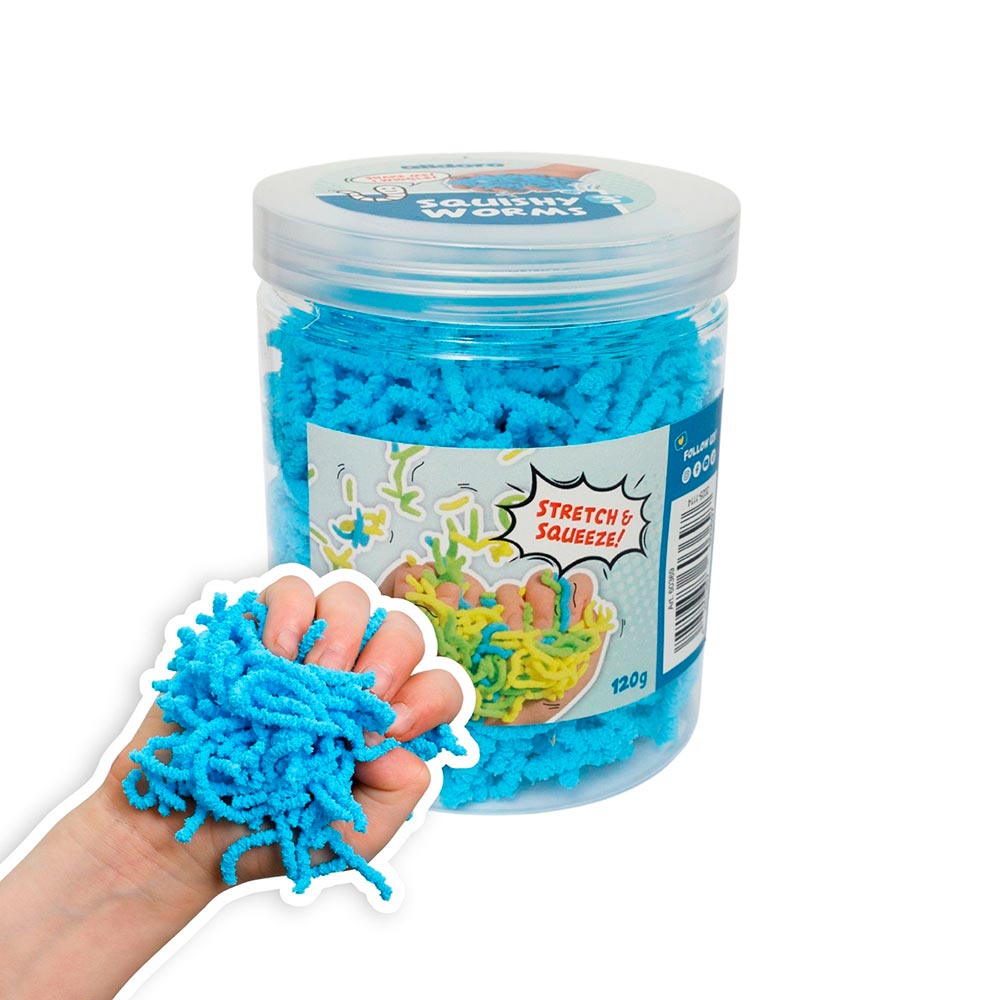 Squishy worms azul bote 120gr