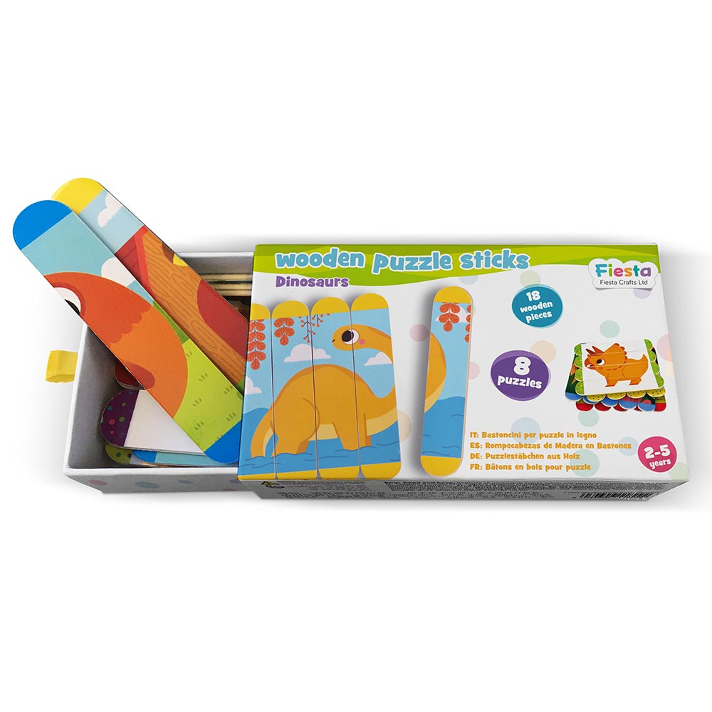 Set 8 puzzles sticks madera dinosaurios