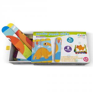 Set 8 puzzles sticks madera dinosaurios