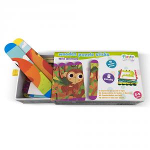Set 8 puzzles sticks madera animales salvajes