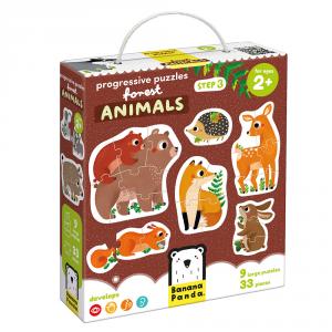 9 puzzles progresivos animales del bosque 33 piezas