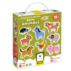 15 puzzles animales de la granja de 2 piezas