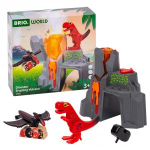 Set dinosaurios y volcán en erupción