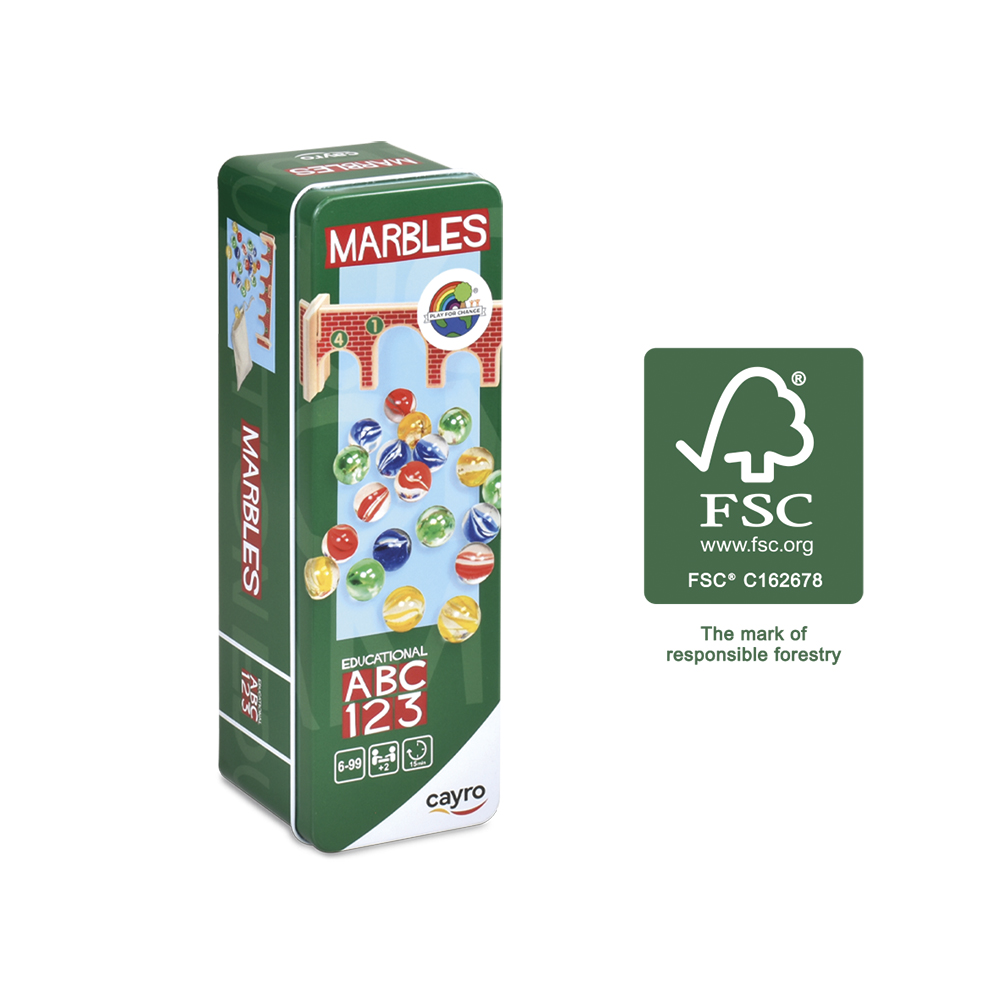 Juego de canicas en caja metal