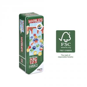 Juego de canicas en caja metal