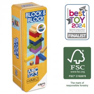 Block and block madera colores FSC en caja metal