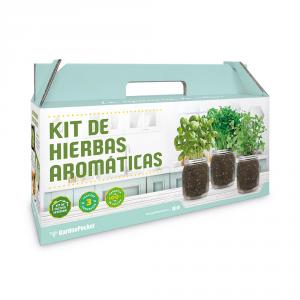 Kit cultivo interior hierbas aromáticas: albahaca, perejil y menta