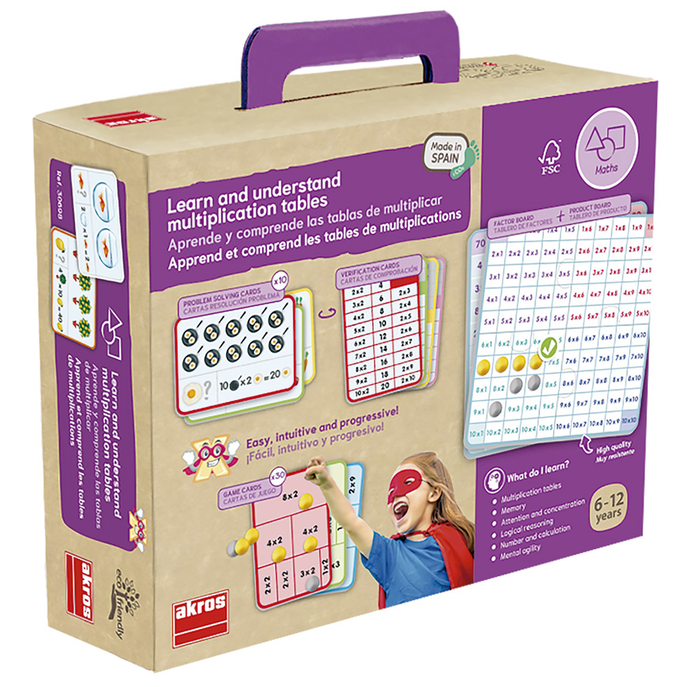 Aprende y comprende las tablas de multiplicar Akros Juguetes Dideco