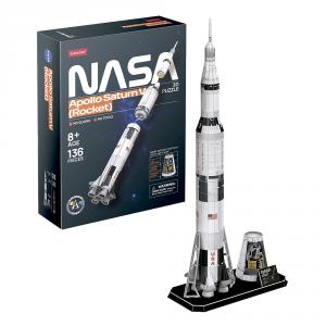 Puzzle 3D cohete Apolo Saturno V 136 piezas Nasa