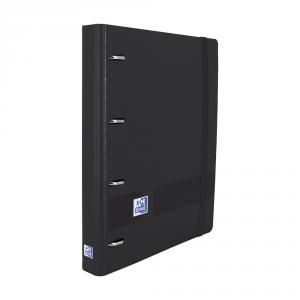 Archivador A4 plus negro 4 anillas Europeanbinder Live and Go con recambio cuadro 5mm.
