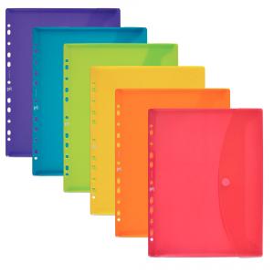 Sobre tamaño A5 PP translúcido multitaladro con cierre de velcro colores surtidos