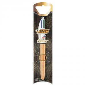 Bolígrafo Bic 4 colores dorado blíster 1 unidad