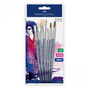 Set pinceles 6 unidades redondos y planos Faber Castell