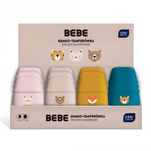 Expositor 12 afilalápices y goma de borrar 2 en 1 animalito BEBE Friends modelo surtido