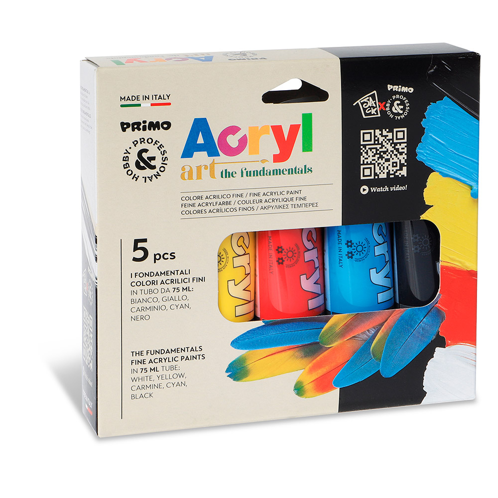 Pintura acrílica set 5 colores en tubo de 75ml :: Primo :: Papelería ::  Dideco