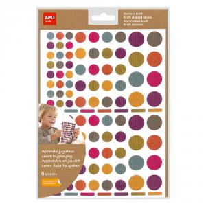 Gomets redondos Nature Kraft 6 láminas