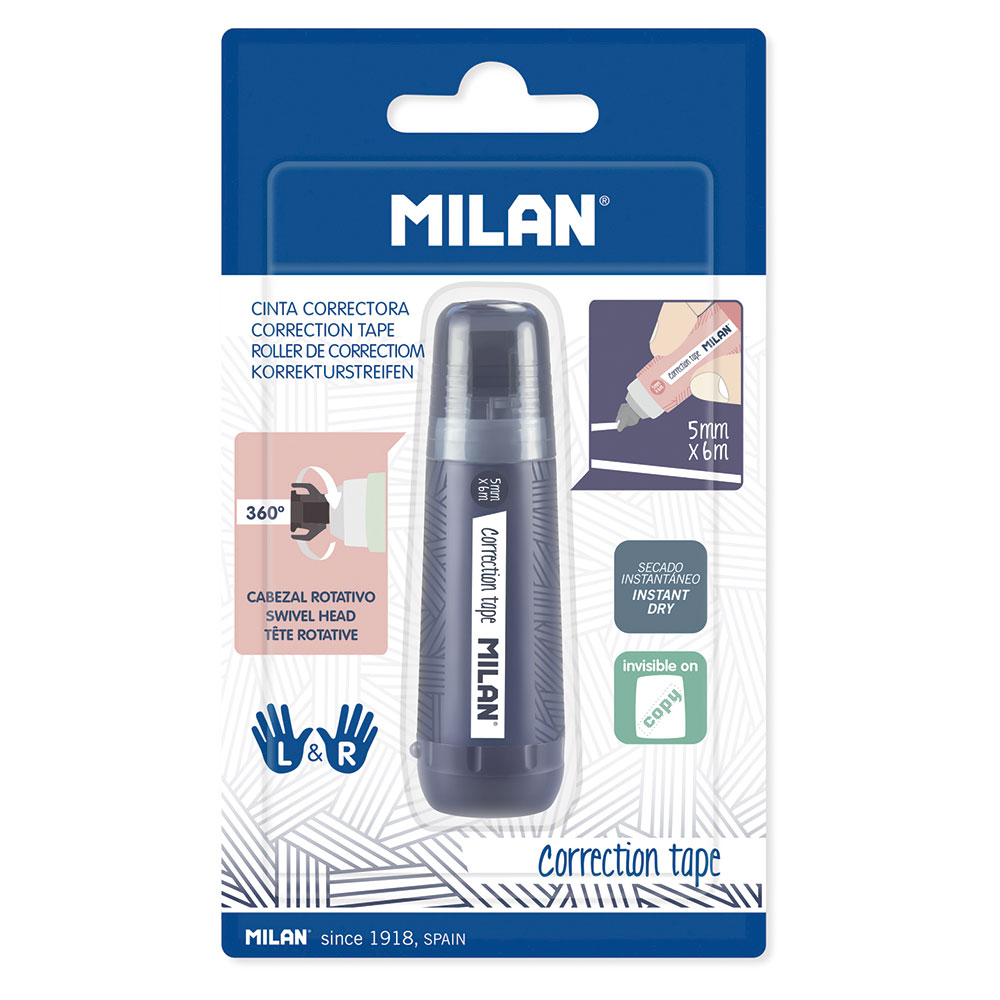 Corrector cinta Milan Mini  5mmx6m. color surtido