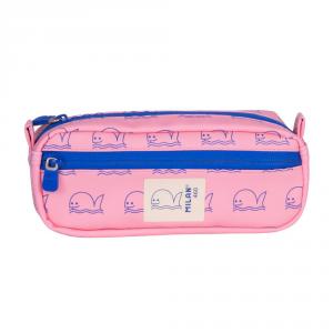 Portatodo 2 cremalleras rosa ballenas Milan 460 21x8,5x6,1cm