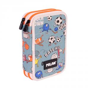 Estuche 2 pisos Sports 19,5x13x5cm con contenido