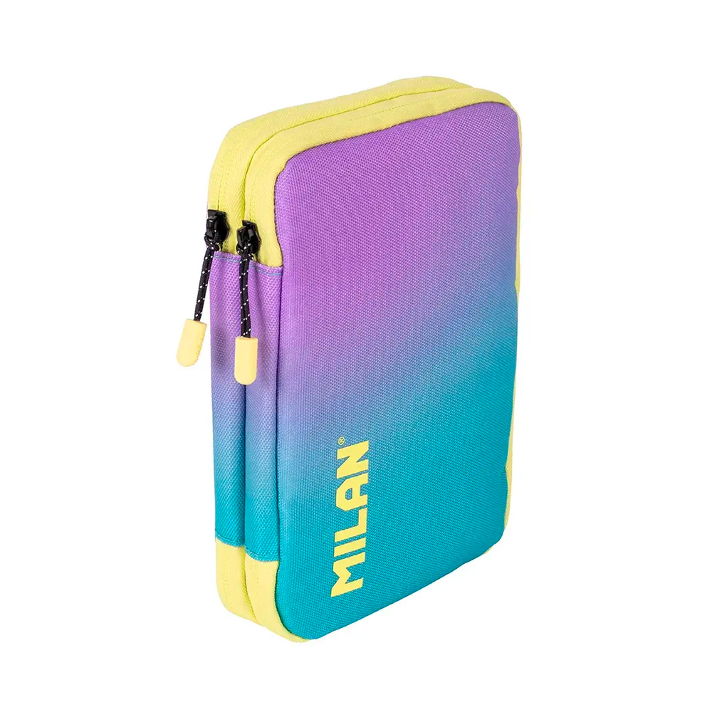 Estuche 2 pisos Sunset turquesa 19,8x14,3x4cm con contenido