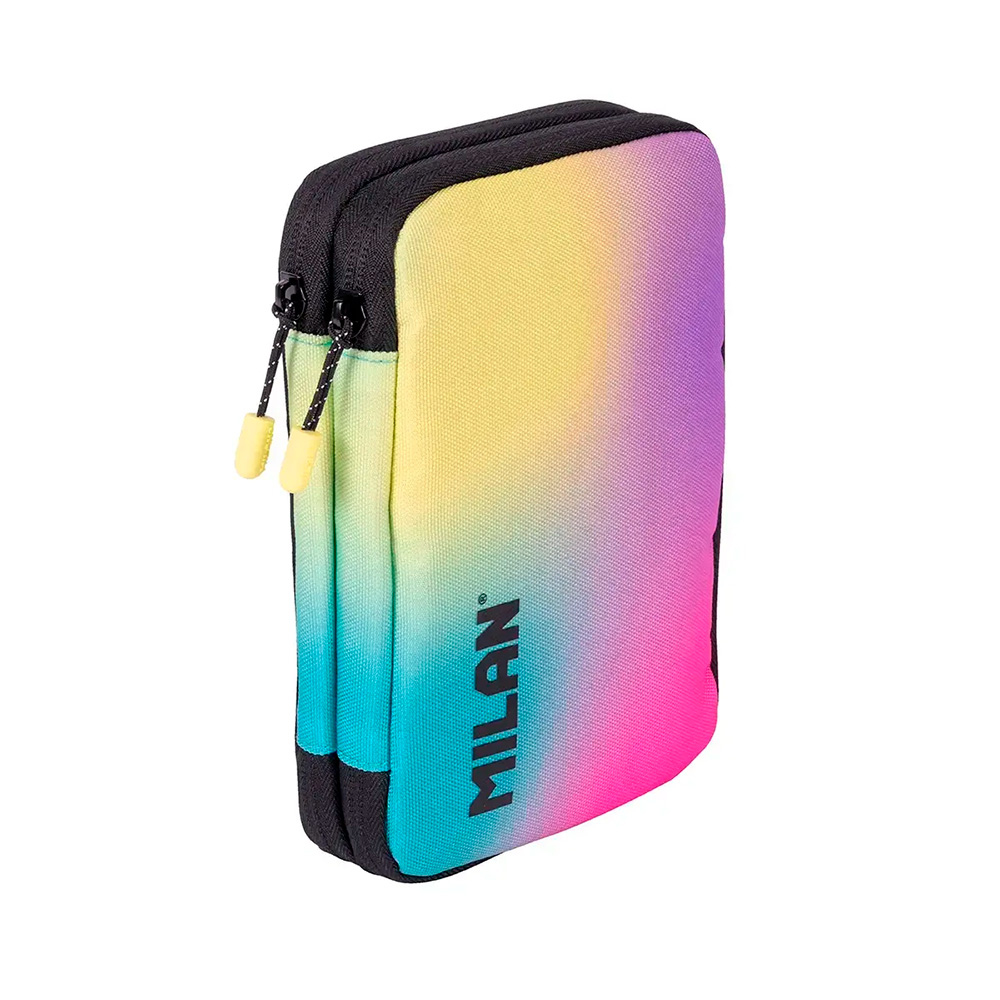 Estuche 2 pisos Sunset amarillo lila 19,8x14,3x4cm con contenido