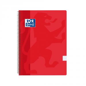 Bloc A4 rojo cuadro 4mm. tapa plástico 80 hojas Oxford