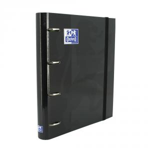 Archivador A4 plus negro 4 anillas Europeanbinder classic con recambio cuadro 5mm.