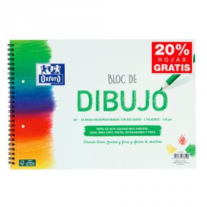 Bloc de dibujo A4 plus con recuadro 2 taladros 20 hojas 130gr. Oxford