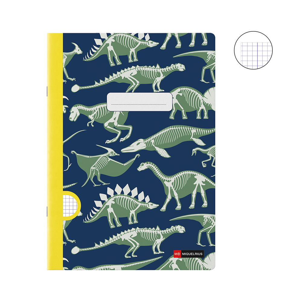 Cuaderno A4 cuadrícula 48hj Dinos Fossil 70gr