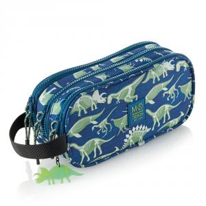 Portatodo triple con asa Fossil brilla en la oscuridad reciclado 21x6x10,5cm