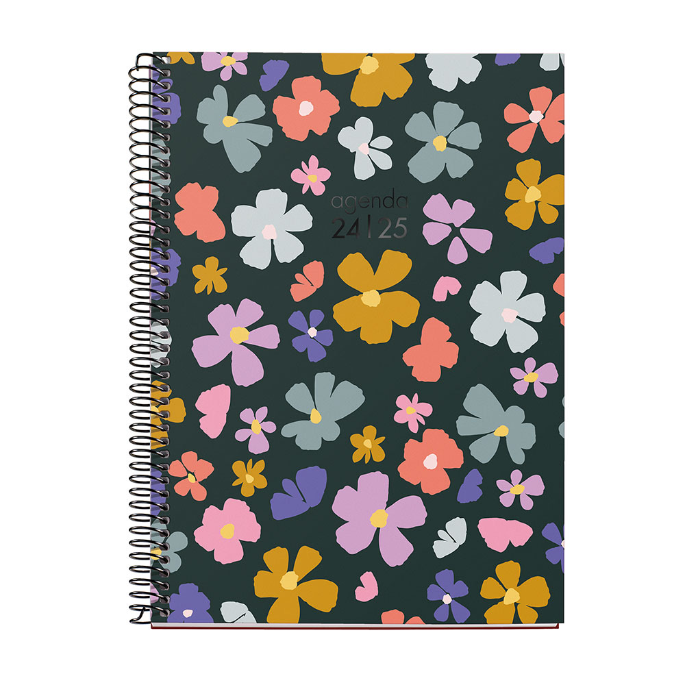 Agenda espiral plus 18 meses 155x213mm flowery semana vista 2024-2025