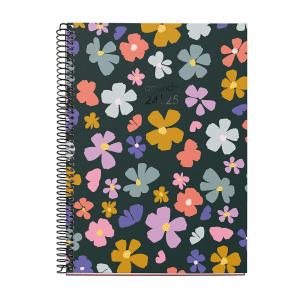 Agenda espiral plus 18 meses 155x213mm flowery semana vista 2024-2025