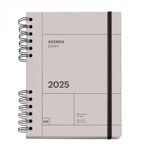 Agenda Plus gris día página 2025 espiral wire-O 164x218mm