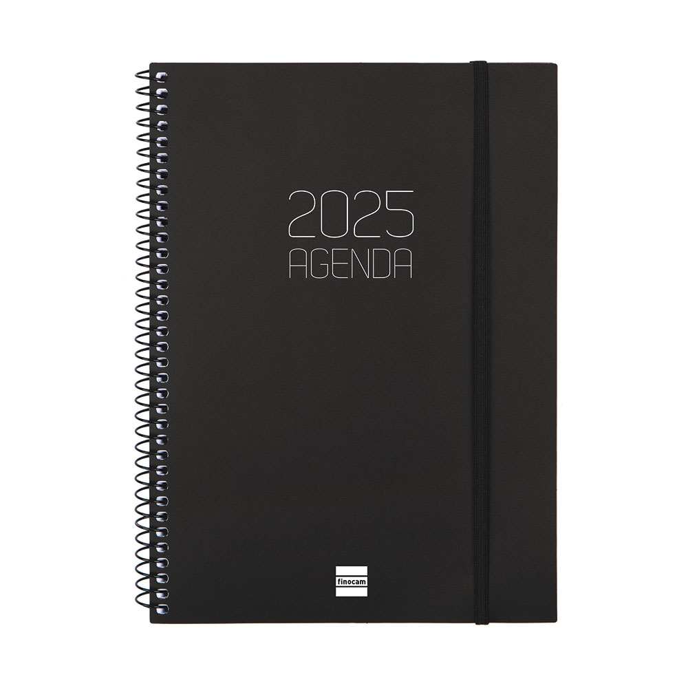 Agenda espiral Opaque E10 negro 2025 semana vista horizontal