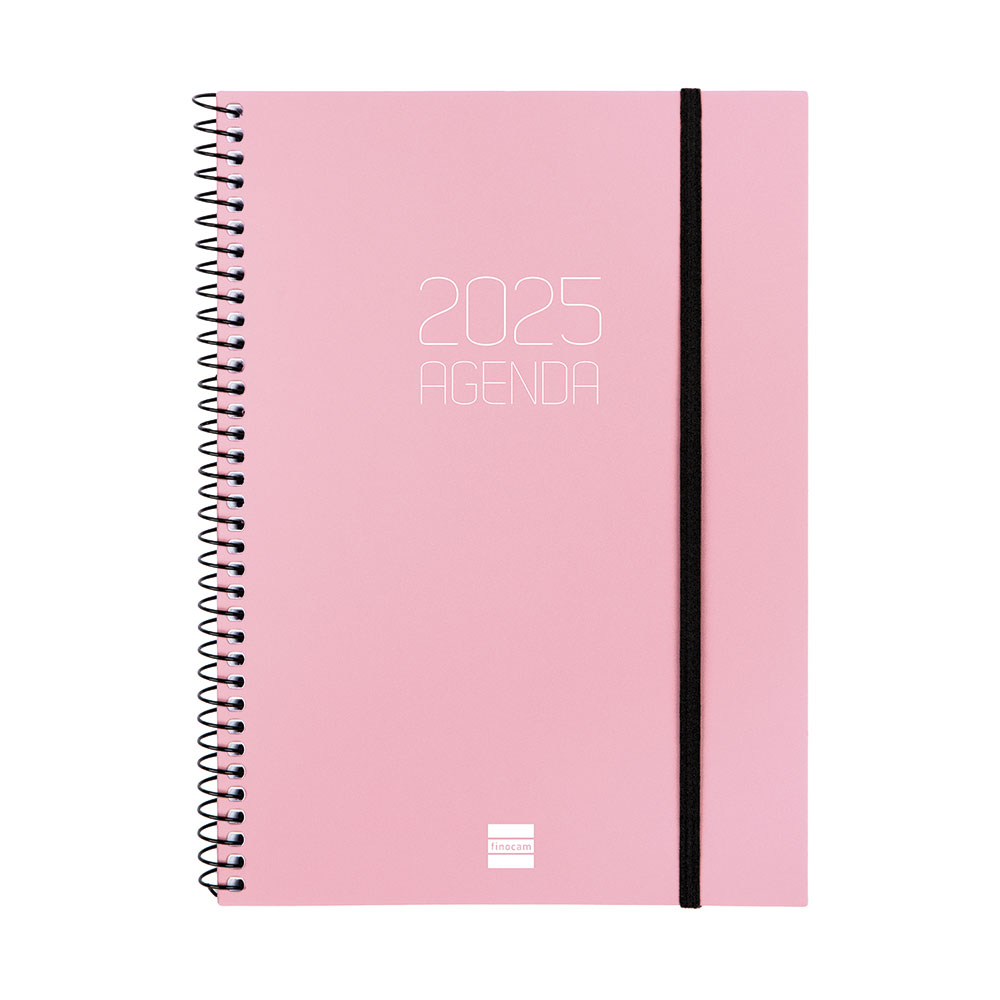 Agenda espiral Opaque E10 rosa 2025 semana vista horizontal