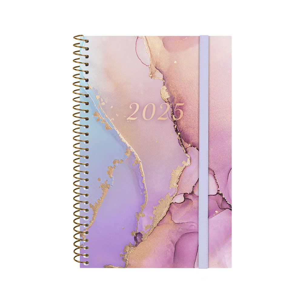 Agenda espiral Design E5 Goldy 2025 semana vista horizontal