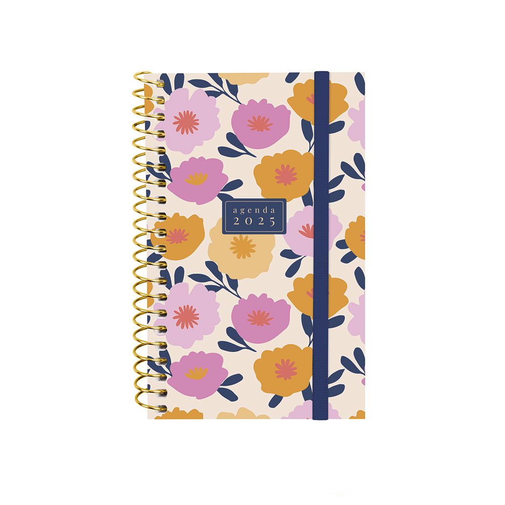 Agenda espiral Design E3 gala flores 2025 semana vista horizontal