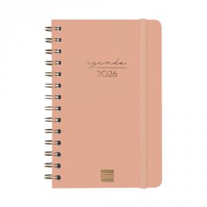 Agenda espiral Alma E5 coral 2026 semana vista horizontal