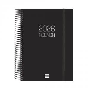 Agenda espiral Opaque E10 2026 negro día página