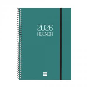 Agenda espiral Opaque E10 verde 2026 semana vista horizontal