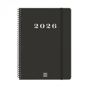 Agenda espiral My E10 negro 2026 semana vista horizontal