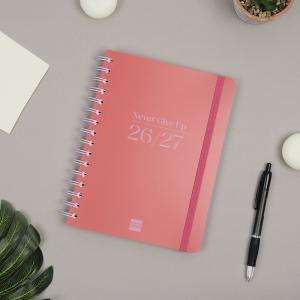 Agenda cuarto semana vista horizontal Cosmo rojo 2026-2027