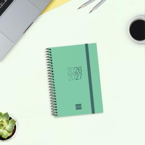 Agenda espiral E8 Espir verde semana vista horizontal 2026-2027