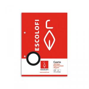 Recambio cuarto liso, 100 hojas, 2 taladros