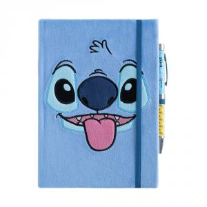 Cuaderno premium A5 tapa felpa Disney Stitch tropical con bolígrafo proyector