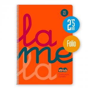 Bloc folio cuadrovía 2,5mm. 80 hojas folio tapa de polipropileno naranja flúor