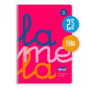 Bloc folio cuadrovía 2,5mm. 80 hojas tapa de polipropileno rosa flúor
